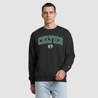 Men's Champion Black Boston Celtics Contrast Crewneck Sweatshirt