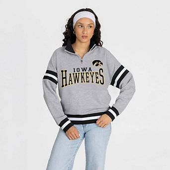 Women's Gameday Couture Gray Iowa Hawkeyes Hold the Line Quarter-Zip Pullover