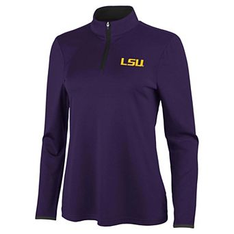 Women's Antigua Purple/Black LSU Tigers Brink Quarter-Zip Pullover