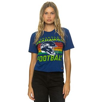 Women's Aviator Nation College Navy Seattle Seahawks Boxy Boyfriend Tri-Blend T-Shirt