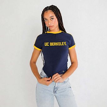Women's Hype and Vice Navy Cal Bears Cropped Goalie Baby T-Shirt