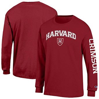 Men's Champion Crimson Harvard Crimson Arch Logo Long Sleeve T-Shirt