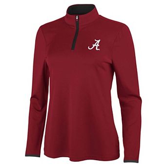 Women's Antigua Crimson/Black Alabama Crimson Tide Brink Quarter-Zip Pullover