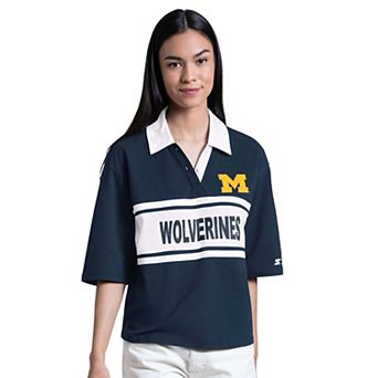 Women's Starter Navy Michigan Wolverines Outfielder Polo