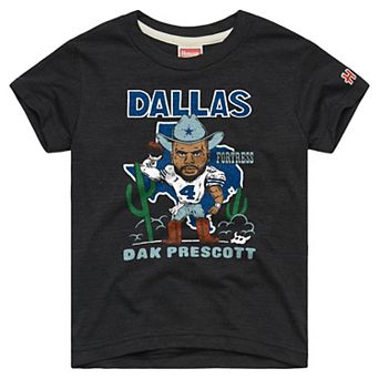 Youth Homage Dak Prescott Charcoal Dallas Cowboys Caricature T-Shirt