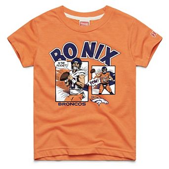 Youth Homage Bo Nix Orange Denver Broncos Player Graphic Tri-Blend T-Shirt
