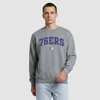 Men's Champion Gray Philadelphia 76ers Contrast Crewneck Sweatshirt