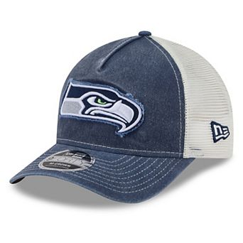 Men's New Era College Navy Seattle Seahawks Fan 9FORTY A-Frame Trucker Adjustable Hat