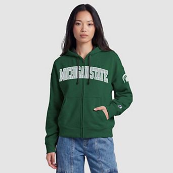 Women's Champion Green Michigan State Spartans Arch Full-Zip Fleece Hoodie