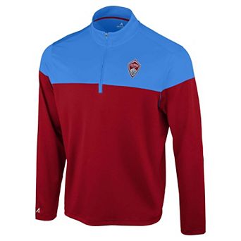 Men's Antigua Burgundy/Sky Blue Colorado Rapids Hinder Quarter-Zip Pullover