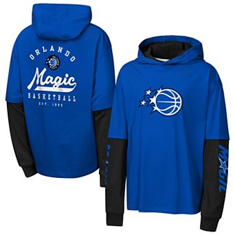 Youth Outerstuff Blue Orlando Magic Double Nickel Oversized Faux 2fer Pullover Hoodie
