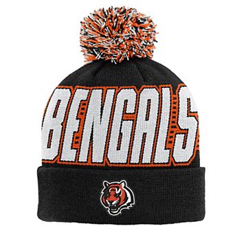Youth Outerstuff Black Cincinnati Bengals Cuffed Knit Hat with Pom