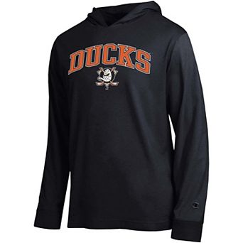 Men's Champion Black Anaheim Ducks All-Star Lightweight Hooded Long Sleeve T-Shirt