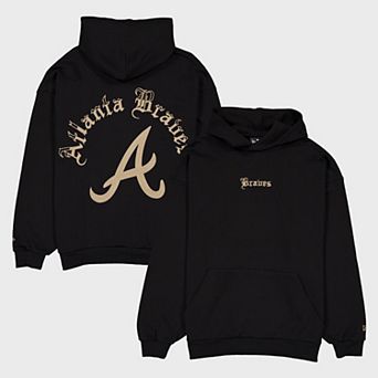 Men's New Era Black Atlanta Braves Heritage Gothic Lettering Pullover Hoodie