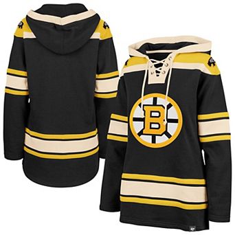 Women's '47 Black Boston Bruins Superior Lacer Pullover Hoodie