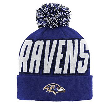 Youth Outerstuff Purple Baltimore Ravens Cuffed Knit Hat with Pom