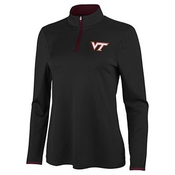Women's Antigua Black/Maroon Virginia Tech Hokies Brink Quarter-Zip Pullover