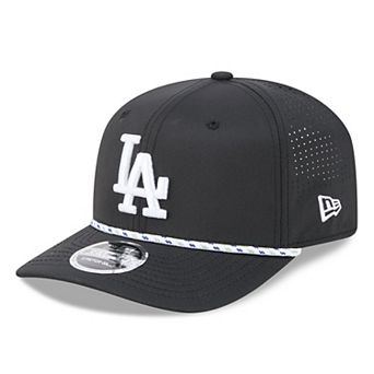 Men's New Era Black Los Angeles Dodgers Vented 9SEVENTY Rope Adjustable Hat