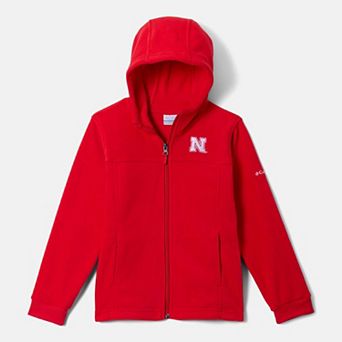 Youth Columbia Scarlet Nebraska Huskers Flanker Fleece Full-Zip Hoodie