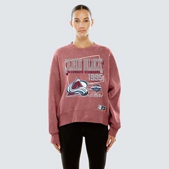 Women's New Era Burgundy Colorado Avalanche Throwback Mineral Wash French Terry Crew Sweatshirt