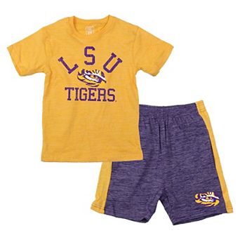 Toddler Wes & Willy Gold LSU Tigers Cloudy Yarn T-Shirt and Shorts Set