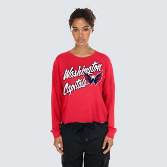 Women's New Era Red Washington Capitals Oversized Boxy Long Sleeve T-Shirt