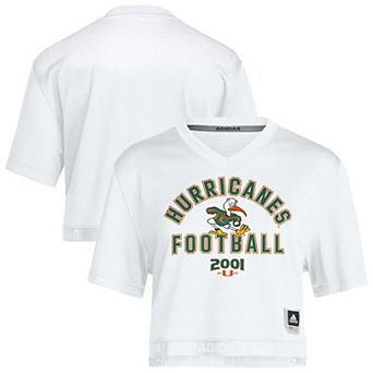 Women's adidas White Miami Hurricanes It's Back Cropped Football Jersey