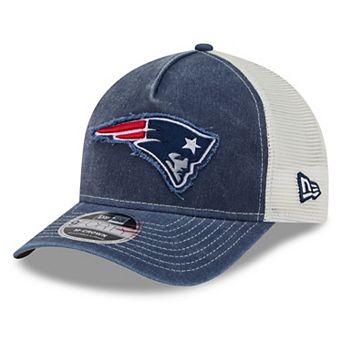 Men's New Era Navy New England Patriots Fan 9FORTY A-Frame Trucker Adjustable Hat
