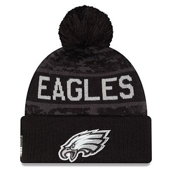 Men's New Era Black Philadelphia Eagles 2026 Salute To Service Cuffed Knit Hat with Pom