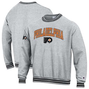 Men's Champion Heather Gray/Black Philadelphia Flyers Reverse Weave Yarn Dye Sweatshirt