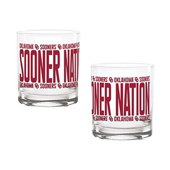 Indigo Falls Oklahoma Sooners Elevated Rocks Glass - Set of 2