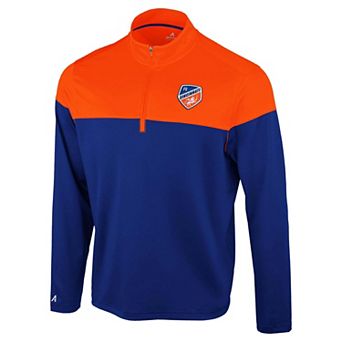 Men's Antigua Blue/Orange FC Cincinnati Hinder Quarter-Zip Pullover