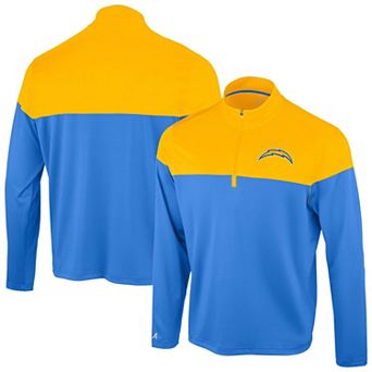 Men's Antigua Powder Blue/Gold Los Angeles Chargers Hinder Quarter-Zip Pullover