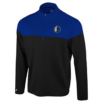 Men's Antigua Black/Blue Dallas Mavericks Hinder Quarter-Zip Pullover