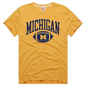 Unisex Homage Maize Michigan Wolverines Arch Football Tri-Blend T-Shirt