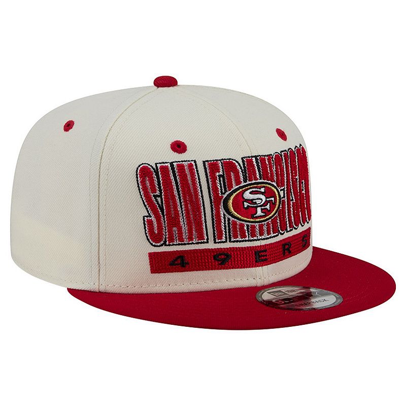 Men's New Era Cream/Scarlet San Francisco 49ers Classic 9FIFTY Snapback Hat, Beige