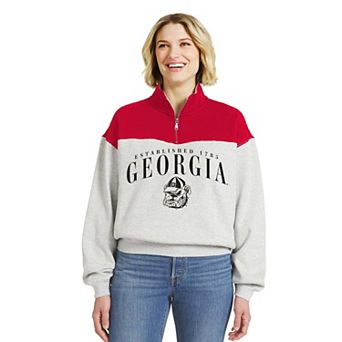 Women's WEAR by Erin Andrews Red Georgia Bulldogs Colorblock Half-Zip Pullover