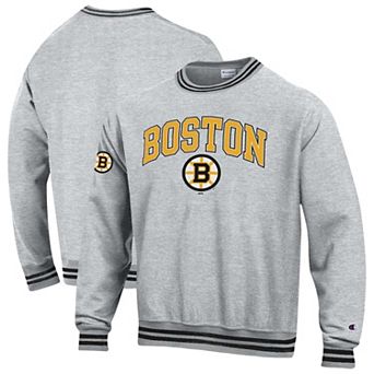 Men's Champion Heather Gray/Black Boston Bruins Reverse Weave Yarn Dye Sweatshirt