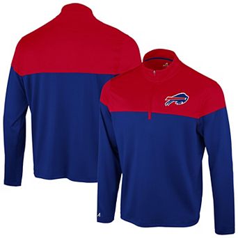 Men's Antigua Royal/Red Buffalo Bills Hinder Quarter-Zip Pullover