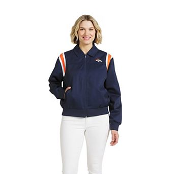 Women's WEAR by Erin Andrews Navy Denver Broncos Shoulder Stripe Twill Full-Zip Jacket