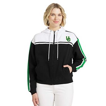 Women's WEAR by Erin Andrews Black Oregon Ducks Colorblock Sleeve Stripe Full-Zip Hoodie