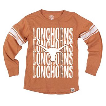 Youth Wes & Willy Orange Texas Longhorns Long Sleeve Football Jersey T-Shirt