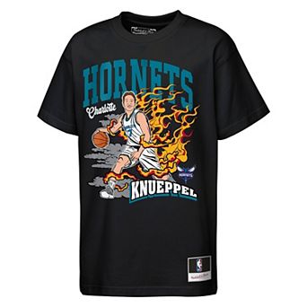 Youth Mitchell & Ness Kon Knueppel Black Charlotte Hornets Fired Up T-Shirt