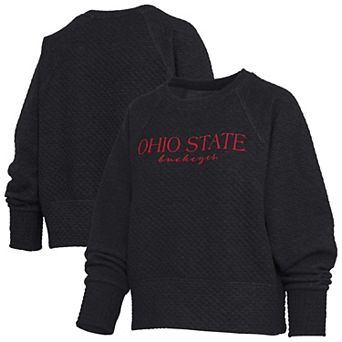 Women's Pressbox Black Ohio State Buckeyes Champagne Nova Quilted Sweatshirt