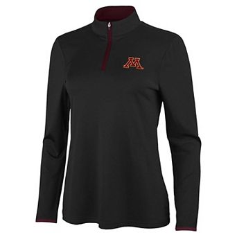 Women's Antigua Black/Maroon Minnesota Golden Gophers Brink Quarter-Zip Pullover