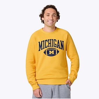 Unisex Homage Maize Michigan Wolverines Arch Football Tri-Blend Sweatshirt