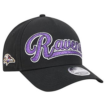 Girls Youth New Era Black Baltimore Ravens Glitz 9FORTY A-Frame Adjustable Hat