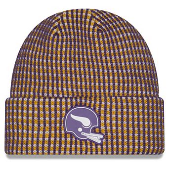 Men's New Era Gold Minnesota Vikings 2026 Sideline Cold Weather Throwback Cuffed Knit Hat