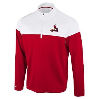 Men's Antigua Red/White St. Louis Cardinals Hinder Quarter-Zip Pullover
