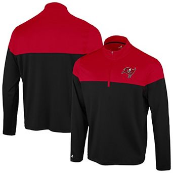 Men's Antigua Black/Red Tampa Bay Buccaneers Hinder Quarter-Zip Pullover
